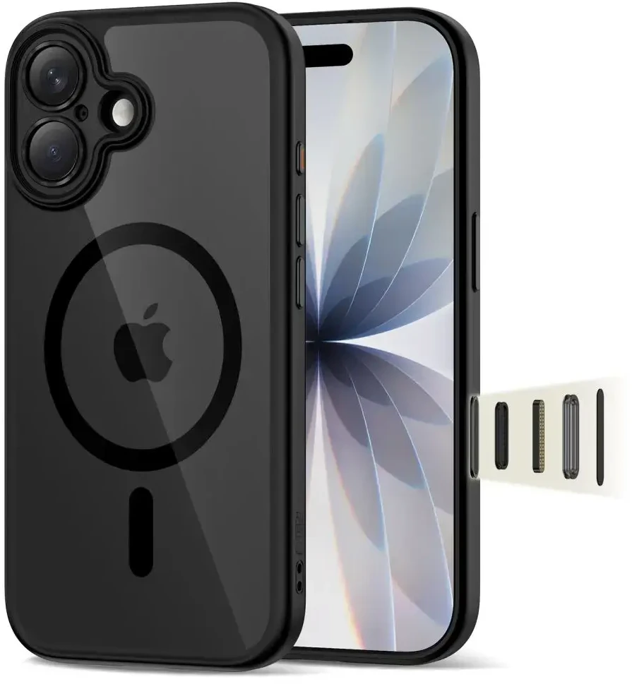 „Tech-Protect Magpeak Magsafe CC“ dėklas, skirtas „iPhone 17“ – skaidrus, juodas