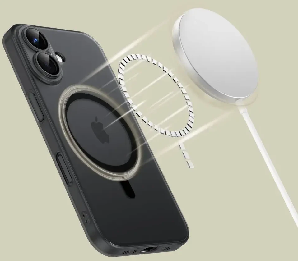 Apple iPhone 16 Tech-Protect Magslim MagSafe Matte dėklas telefonui juodos spalvos