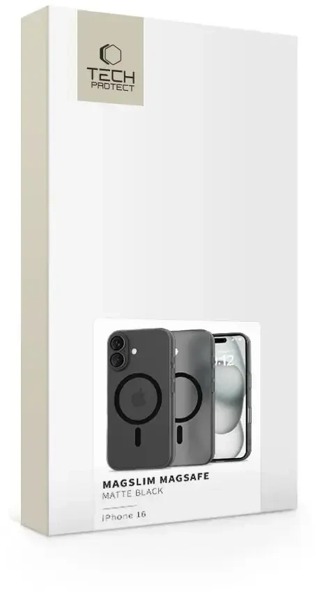 Apple iPhone 16 Tech-Protect Magslim MagSafe Matte dėklas telefonui juodos spalvos