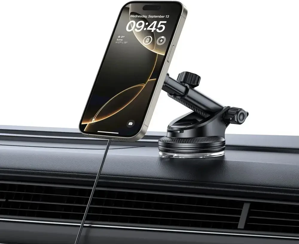 „Tech-Protect mm15W-V10“ magnetinis „MagSafe“ automobilio laikiklis kabinai / priekiniam stiklui / oro išleidimo angai - Juodas