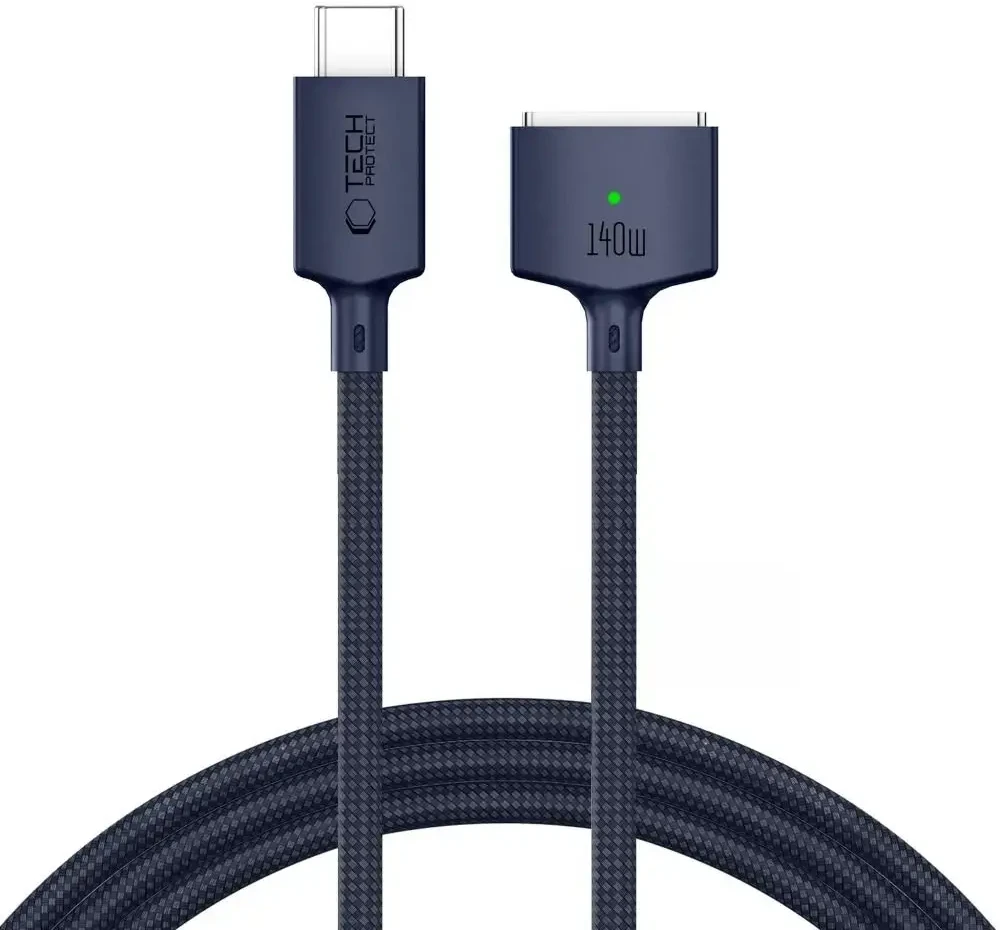 Tech-Protect MMC01 Ultraboost USB-C / MagSafe 3 140W 300cm Cable for MacBook - Navy Mėlyna