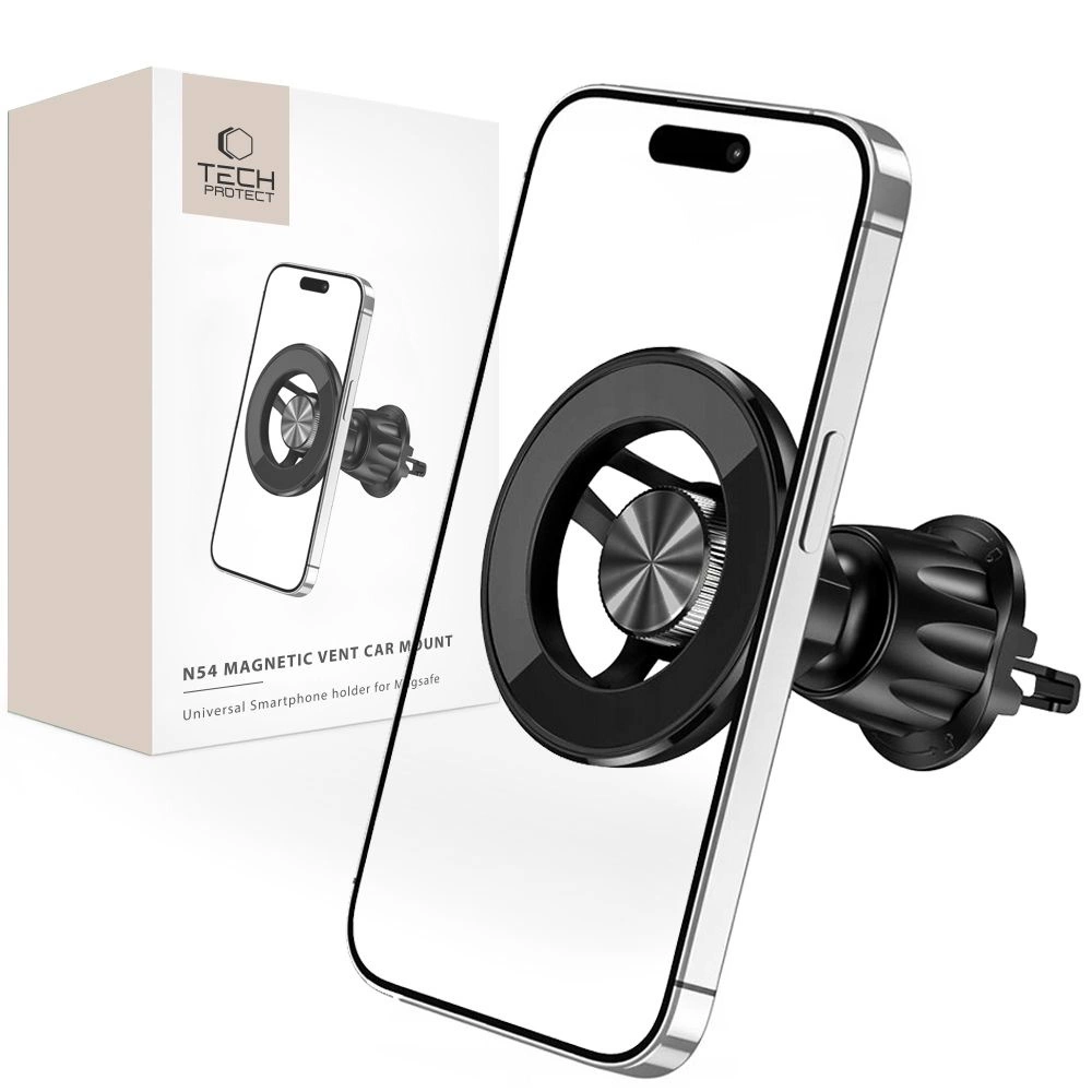 Tech-Protect N54 automobilinis telefono laikiklis su MagSafe oro grotelėms – juodos spalvos