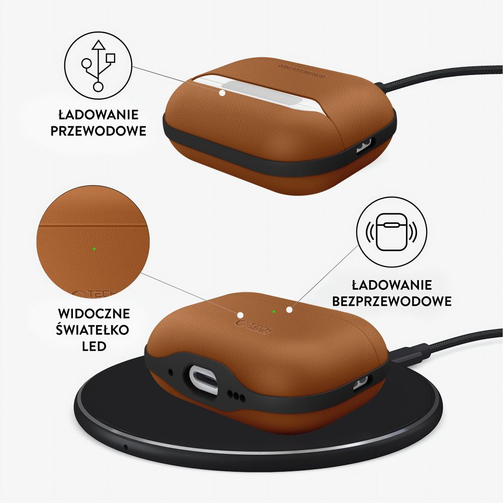 „Tech-Protect NaturalFit“ dėklas, skirtas „AirPods Pro 3“ – rudas