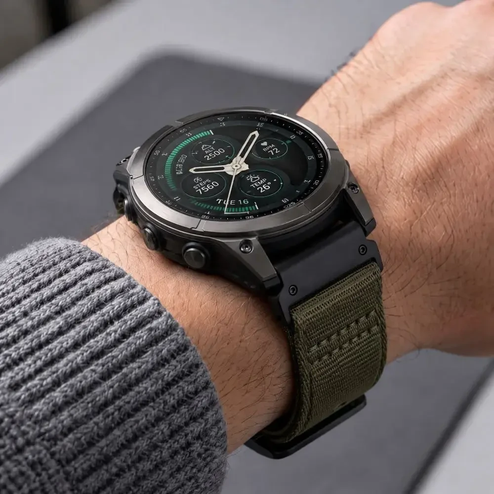 TECH-PROTECT NYLON CLASSIC GARMIN FENIX 5X / 5X PLUS / 6X / 6X PRO / 7X / 8 / 8 PRO / 9 / 9 PRO (51 MM) MILITARY Žalias