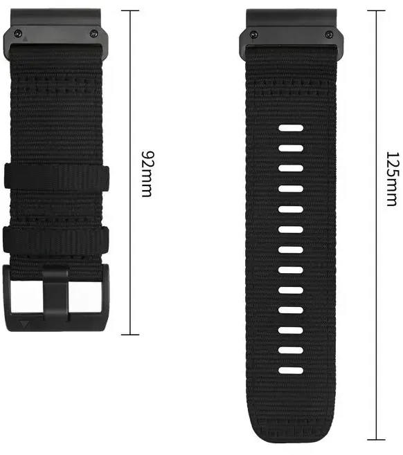 Tech-Protect Nylon Classic Strap for Garmin Fenix ​​5X / 5X Plus / 6X / 6X Pro / 7X / 8 / 8 Pro / 9 / 9 Pro (47 mm) - Juodas