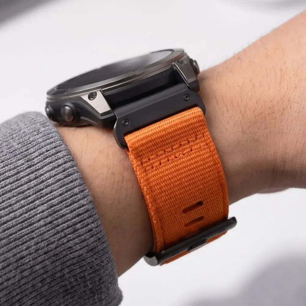 Tech-Protect Nylon Classic Strap for Garmin Fenix ​​5X / 5X Plus / 6X / 6X Pro / 7X / 8 / 8 Pro / 9 / 9 Pro (51 mm) - Oranžinis