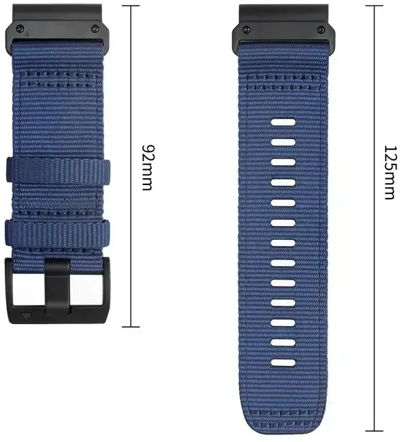 Tech-Protect Nylon Classic Strap for Garmin Fenix ​​5X / 5X Plus / 6X / 6X Pro / 7X / 8 / 8 Pro / 9 / 9 Pro (51 mm) - Navy Mėlyna