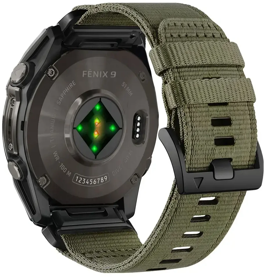 TECH-PROTECT NYLON CLASSIC GARMIN FENIX 5X / 5X PLUS / 6X / 6X PRO / 7X / 8 / 8 PRO / 9 / 9 PRO (47 MM) MILITARY Žalias