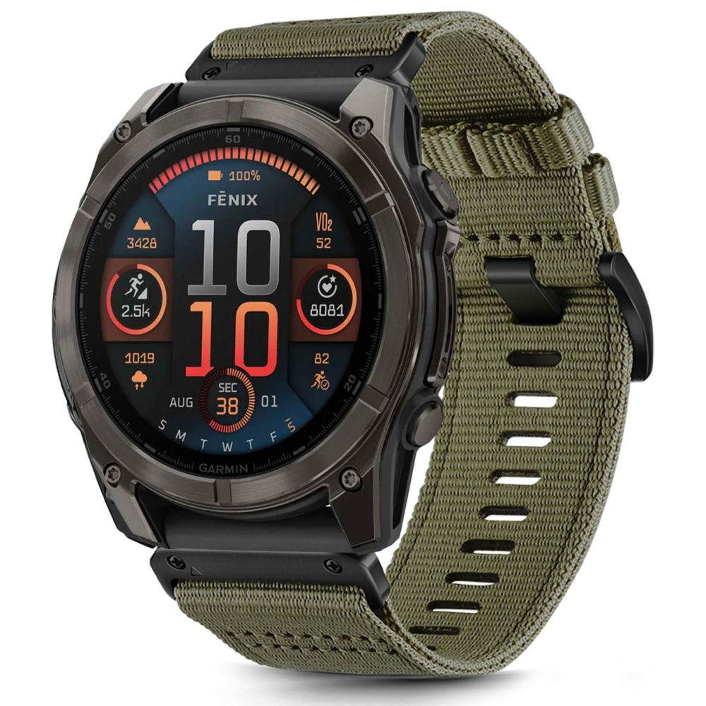 Apyrankė Garmin Fenix 5X / 5X Plus / 6X / 6X Pro / 7X / 8 (51mm) Tech-Protect Nylon Classic Olive Žalias