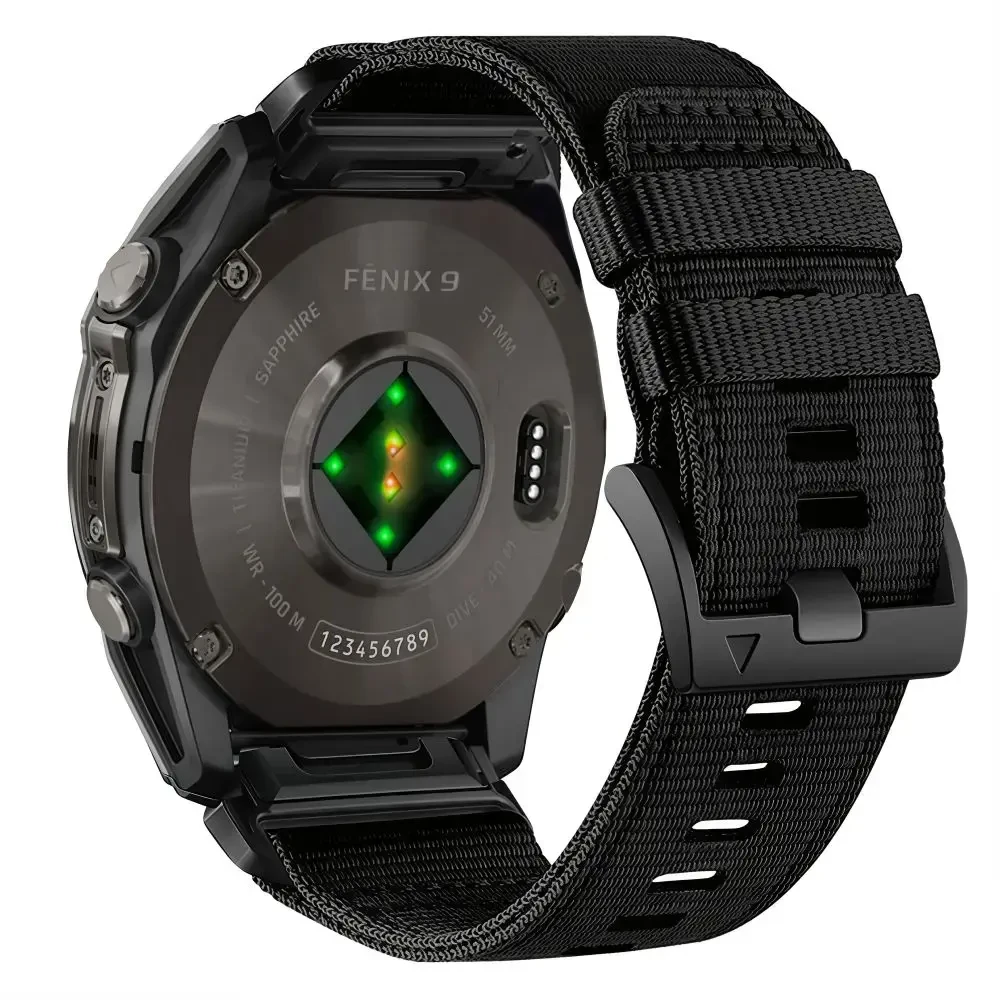 Tech-Protect Nylon Classic Strap for Garmin Fenix ​​5X / 5X Plus / 6X / 6X Pro / 7X / 8 / 8 Pro / 9 / 9 Pro (47 mm) - Juodas