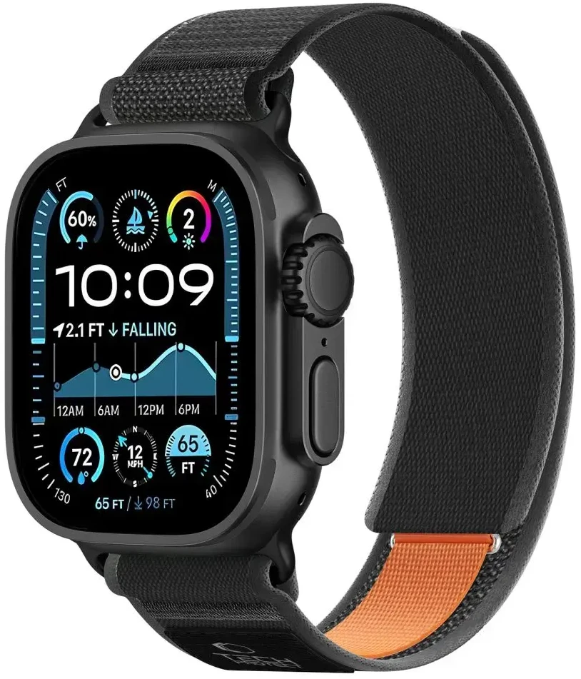 Tech-Protect NYLON ELITE Watch 8 / 9 / 10 / 11 / 12 / SE / ULTRA (44 / 45 / 46 / 49 MM) JUODA/ORANŽINĖ