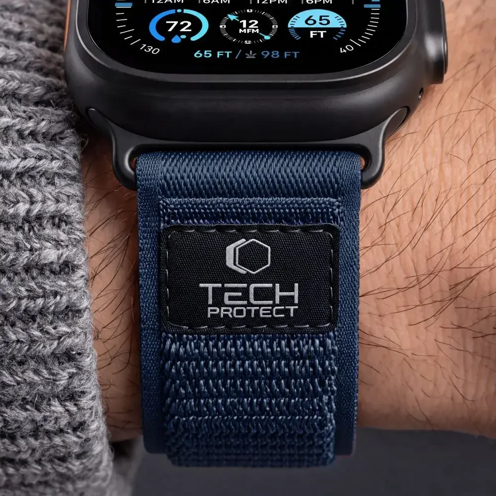 Tech-Protect NYLON ELITE Watch 8 / 9 / 10 / 11 / 12 / SE / ULTRA (44 / 45 / 46 / 49 MM) TAMSIAI MĖLYNA/ORANŽINĖ
