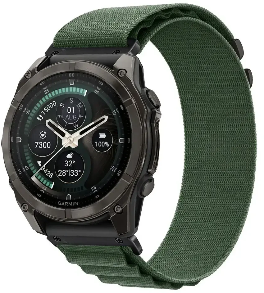 TECH-PROTECT NYLON PRO GARMIN FENIX 5X / 5X PLUS / 6X / 6X PRO / 7X / 8 / 8 PRO / 9 / 9 PRO (47 MM) MILITARY Žalias