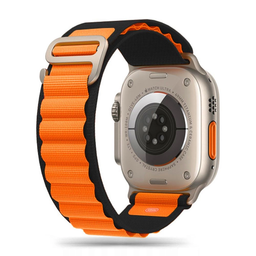 Išmaniojo laikrodžio Apple 4/5/6/7/8/SE/ULTRA dirželis, Juodos/Oranžinės spalvos, 42/44/45/49mm