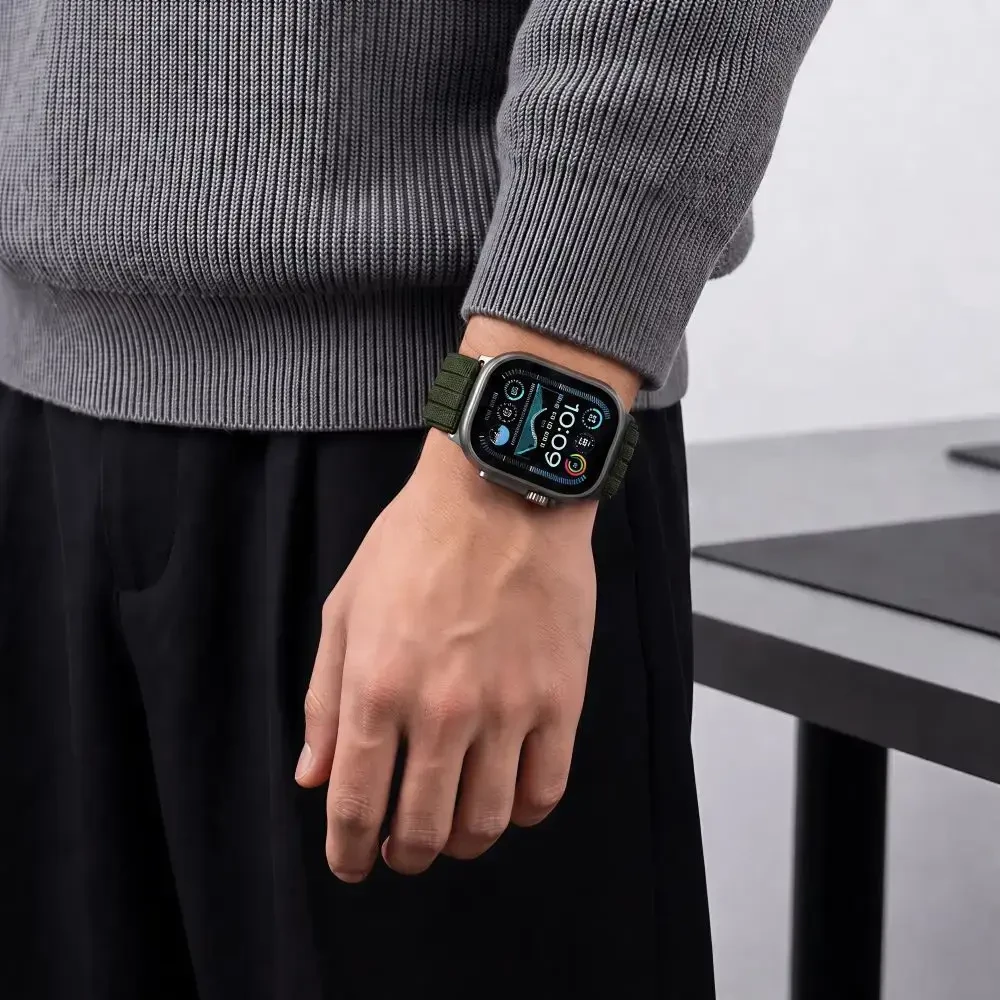Tech-Protect Nylon Sport Band for Apple Watch 44 / 45 / 46 / 49 mm - Dark Žalias