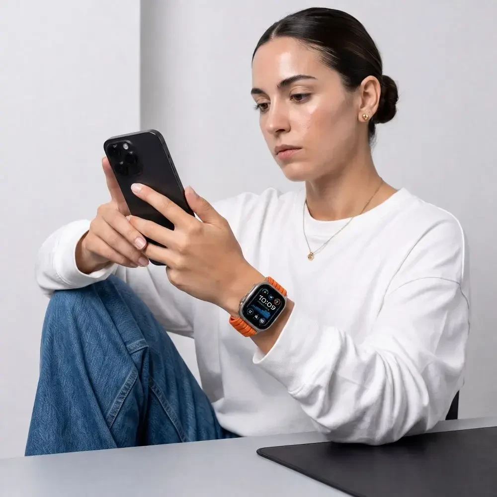 Tech-Protect Nylon Sport Band, skirtas Apple Watch 44 / 45 / 46 / 49 mm - Oranžinis