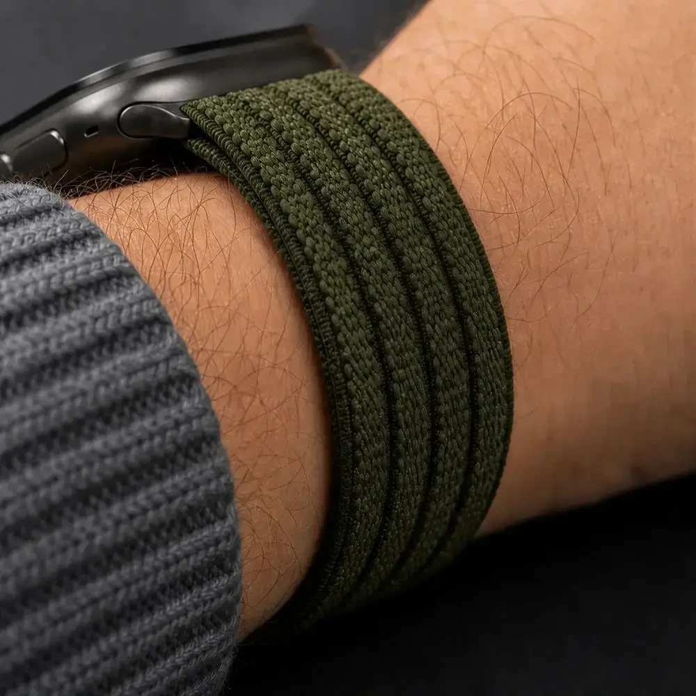 Tech-Protect Nylon Sport Band for Apple Watch 44 / 45 / 46 / 49 mm - Dark Žalias