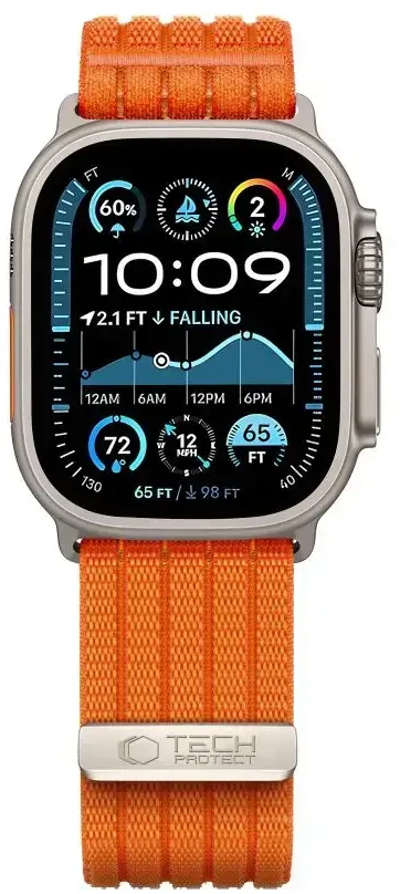 Tech-Protect Nylon Sport Band, skirtas Apple Watch 44 / 45 / 46 / 49 mm - Oranžinis