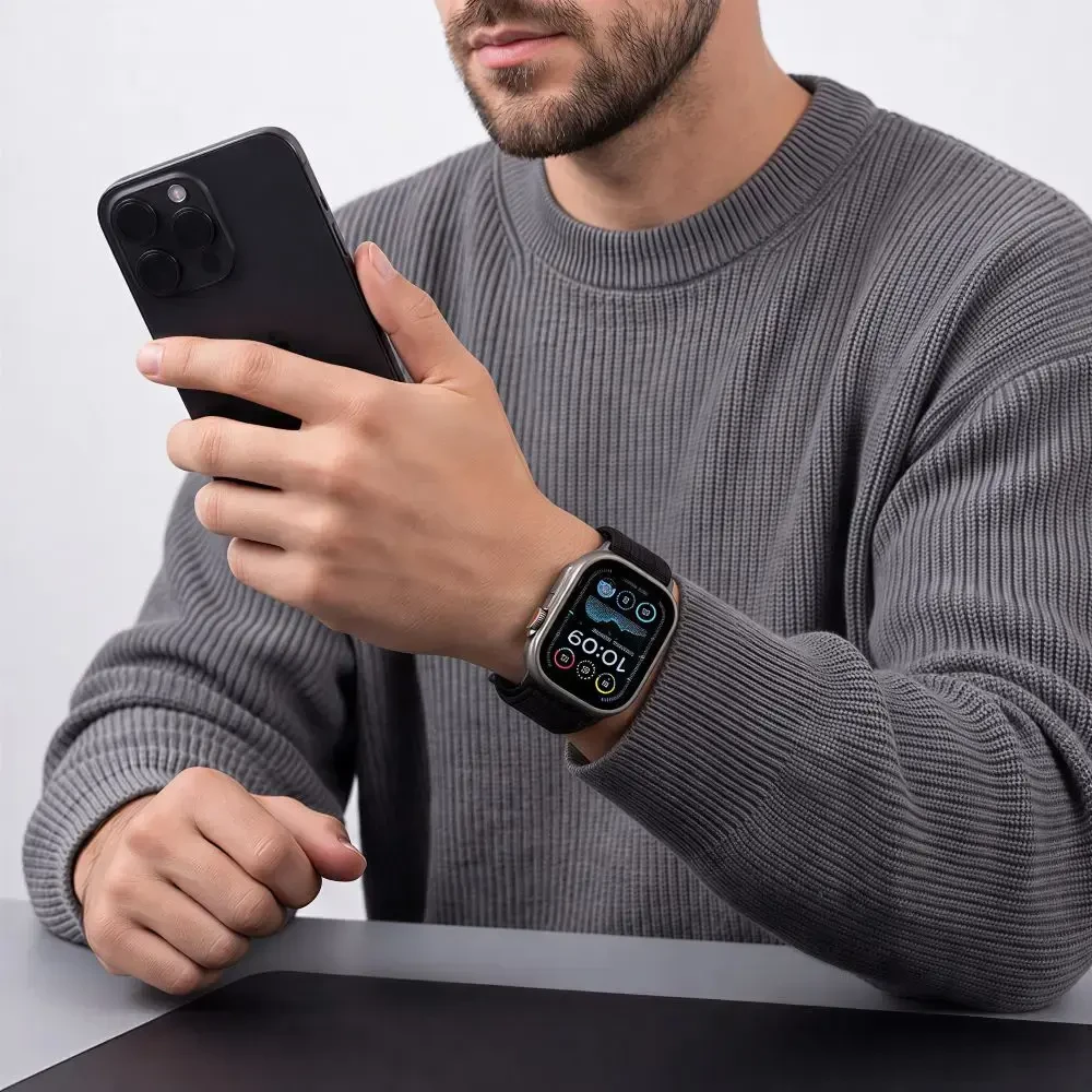 Tech-Protect Nylon Sport Strap for Apple Watch 44 / 45 / 46 / 49 mm - Juodas