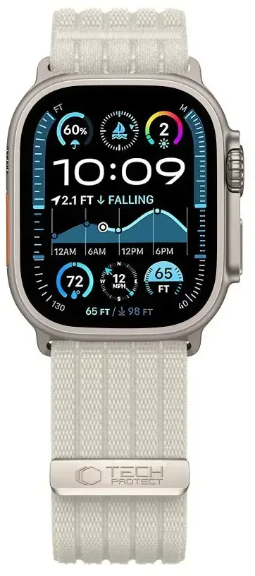 Tech-Protect Nylon Sport Strap, skirtas Apple Watch 44 / 45 / 46 / 49 mm – smėlio spalvos