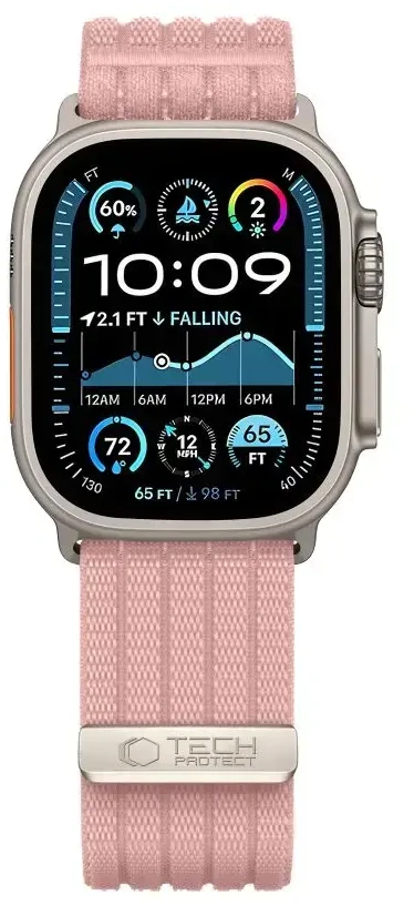 Tech-Protect Nylon Sport Band for Apple Watch 44/45/46/49 mm - Light Rožinė