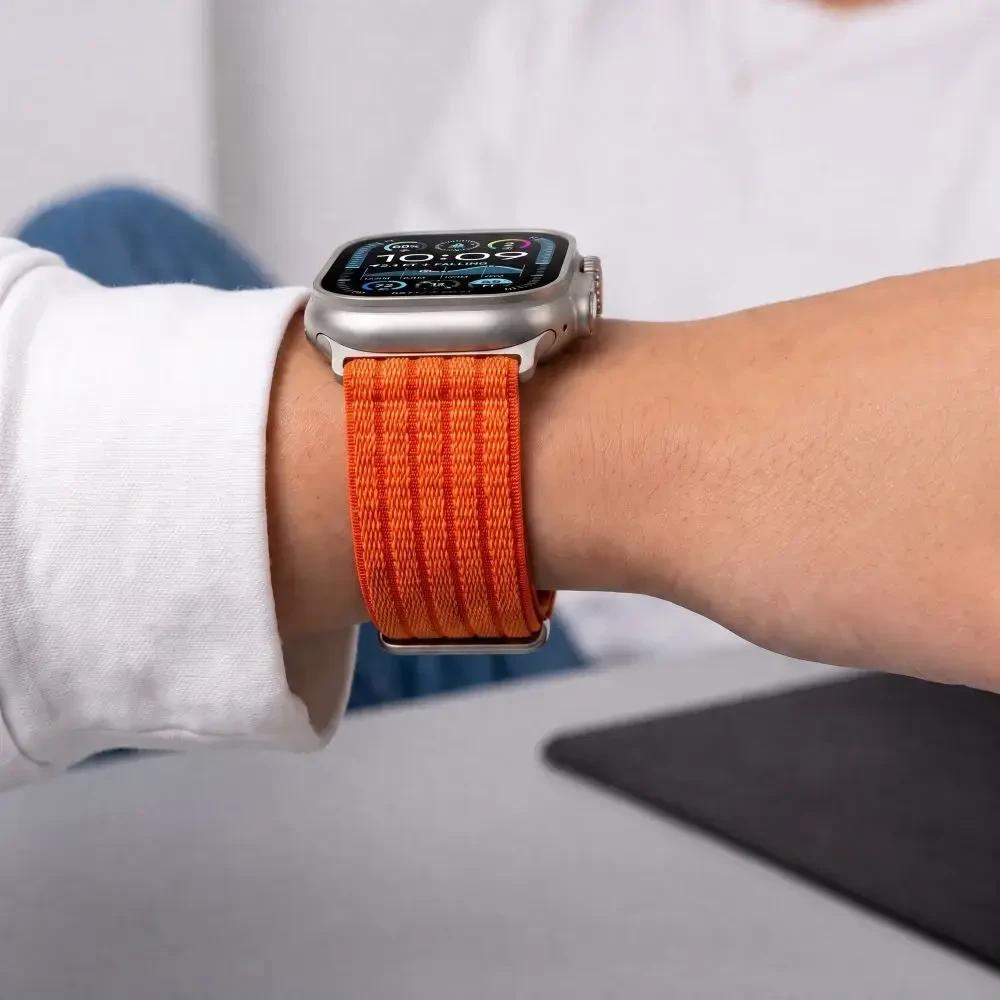Tech-Protect Nylon Sport Band, skirtas Apple Watch 44 / 45 / 46 / 49 mm - Oranžinis