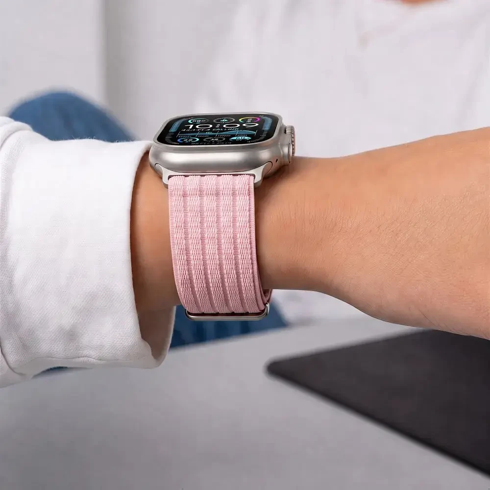 Tech-Protect Nylon Sport Band for Apple Watch 44/45/46/49 mm - Light Rožinė