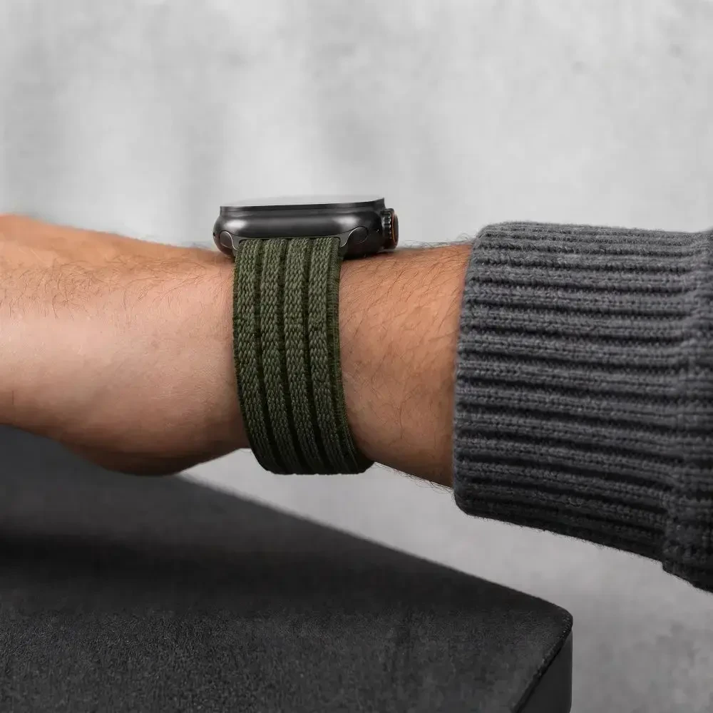 Tech-Protect Nylon Sport Band for Apple Watch 44 / 45 / 46 / 49 mm - Dark Žalias