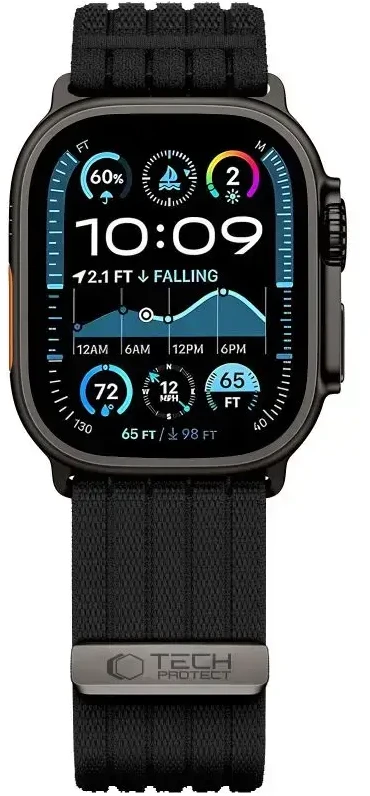 Tech-Protect Nylon Sport Strap for Apple Watch 44 / 45 / 46 / 49 mm - Juodas