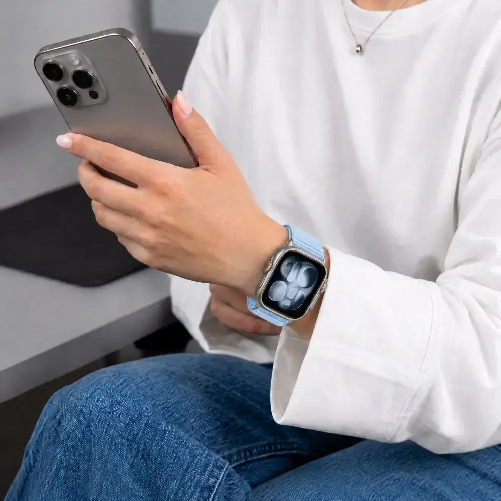 TECH-PROTECT NYLONLOOP APPLE WATCH 8 / 9 / 10 / 11 / 12 / SE / ULTRA (44 / 45 / 46 / 49 MM) ŠVIESIAI MĖLYNA