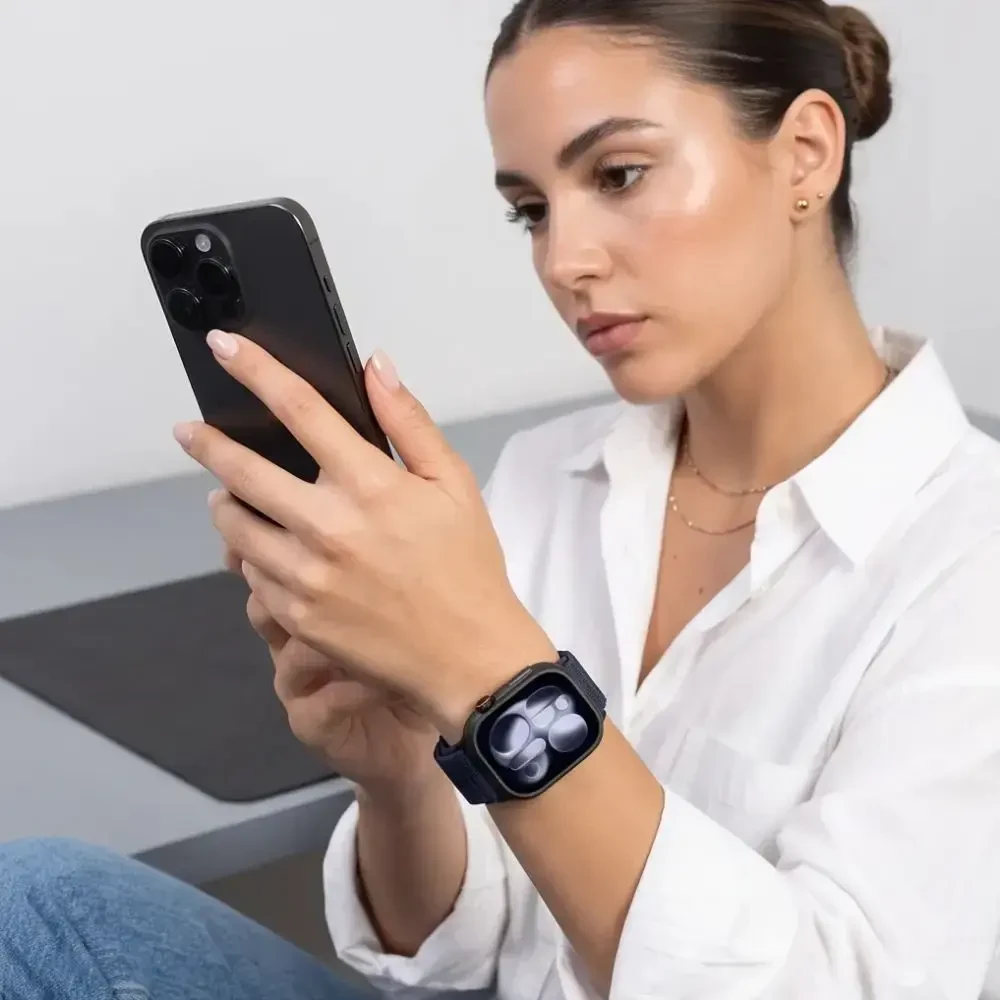 TECH-PROTECT NYLONLOOP APPLE WATCH 8 / 9 / 10 / 11 / 12 / SE / ULTRA (44 / 45 / 46 / 49 MM) TAMSIAI MĖLYNA