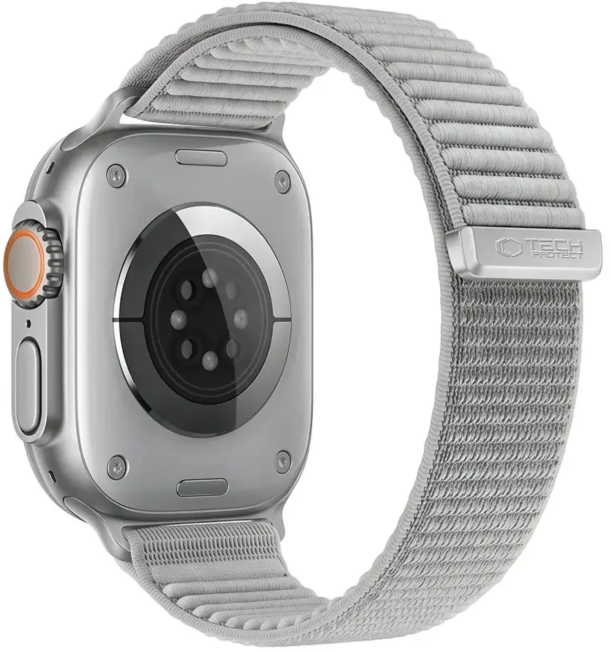 TECH-PROTECT NYLONLOOP APPLE WATCH 8 / 9 / 10 / 11 / 12 / SE / ULTRA (44 / 45 / 46 / 49 MM) ŠVIESIAI PILKA