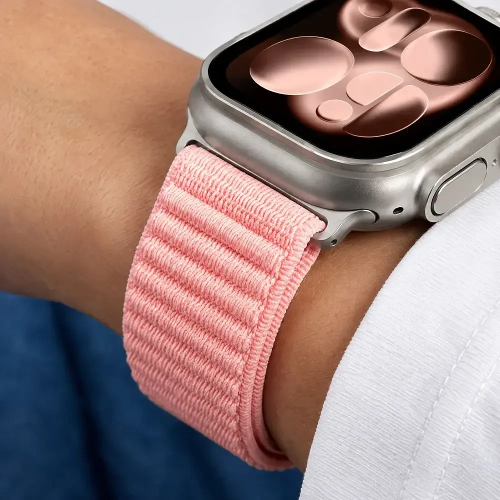 TECH-PROTECT NYLONLOOP APPLE WATCH 8 / 9 / 10 / 11 / 12 / SE (40 / 41 / 42 MM) ŠVELNIAI ROŽINĖ