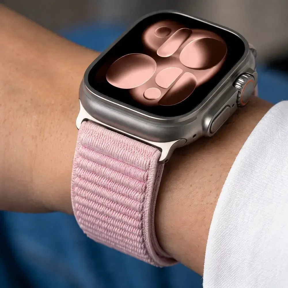 TECH-PROTECT NYLONLOOP APPLE WATCH 8 / 9 / 10 / 11 / 12 / SE / ULTRA (44 / 45 / 46 / 49 MM) MILTELINĖS ROŽINĖS SPALVOS