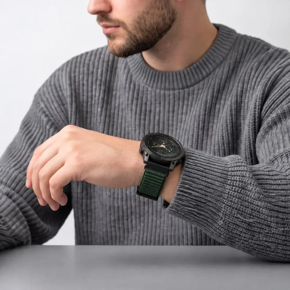 TECH-PROTECT NYLONLOOP GARMIN FENIX 5X / 5X PLUS / 6X / 6X PRO / 7X / 8 / 8 PRO / 9 / 9 PRO (51 MM) MILITARY Žalias