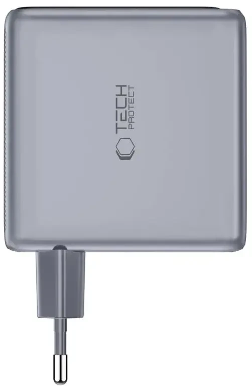 Tech-Protect POWERVISION NC140W-GAN 4 prievadų tinklo įkroviklis PD 140W / QC3.0 tamsiai pilkas