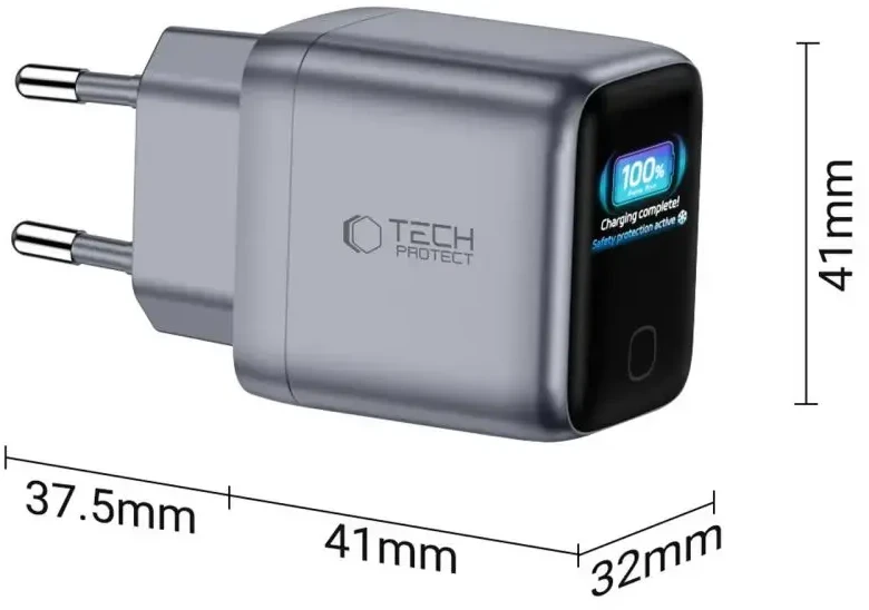 Tech-Protect POWERVISION NC45W-GAN 1 PRIEVADO TINKLO ĮKROVIKLIS PD 45W TAMSIAI PILKAS