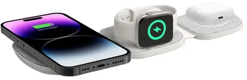 Belaidis magnetinis įkroviklis MagSafe 15W 3in1 iPhone + Apple Watch + AirPods Tech-Protect QI15W-A32 pilkos spalvos