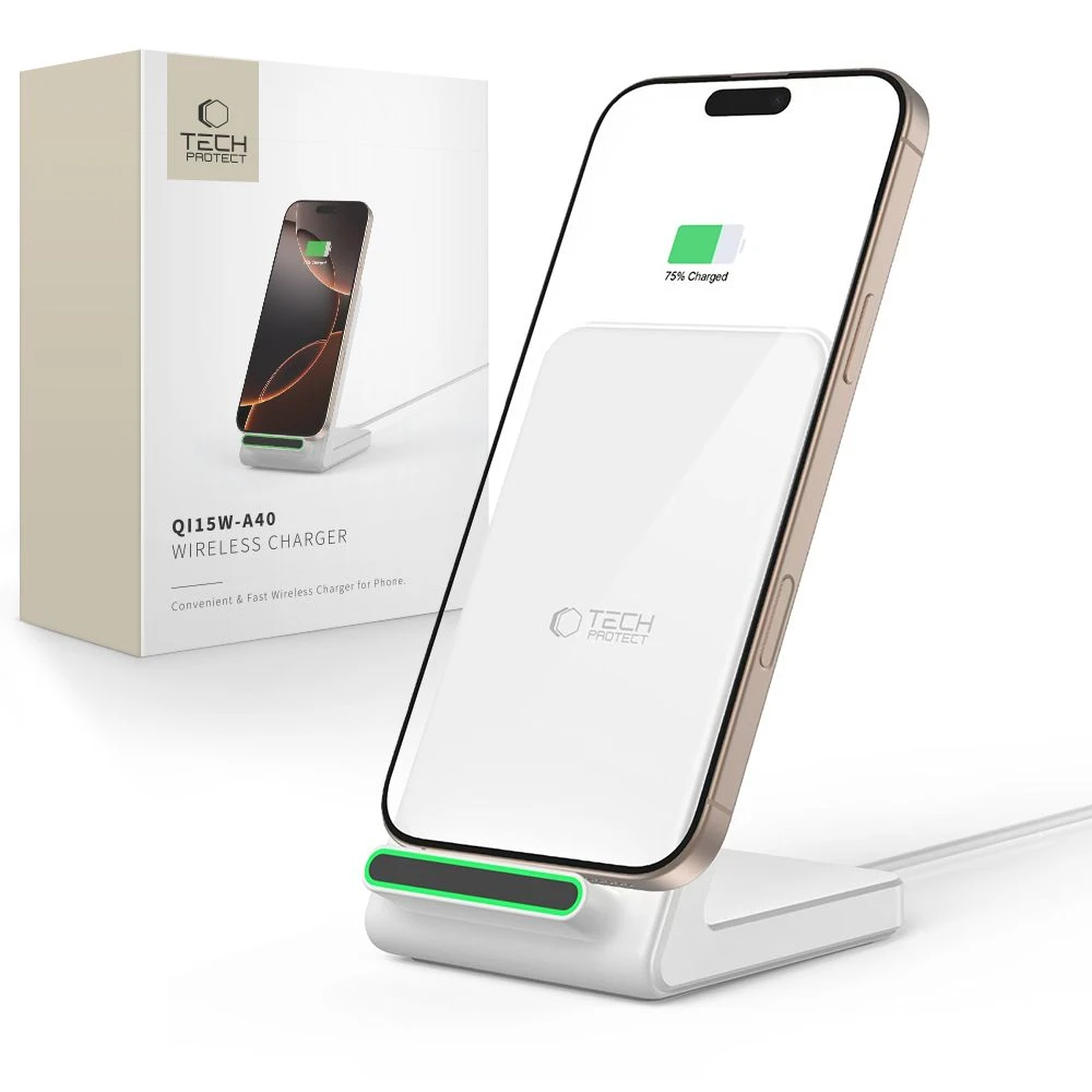Tech-Protect QI15W-A40 belaidis įkroviklis - Baltas