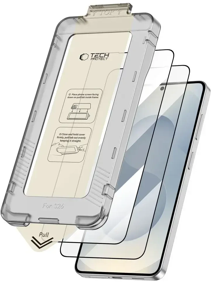 Apsauginis stiklas Tech-Protect Quick Set+ 2-pack Samsung Galaxy S26 juodos spalvos