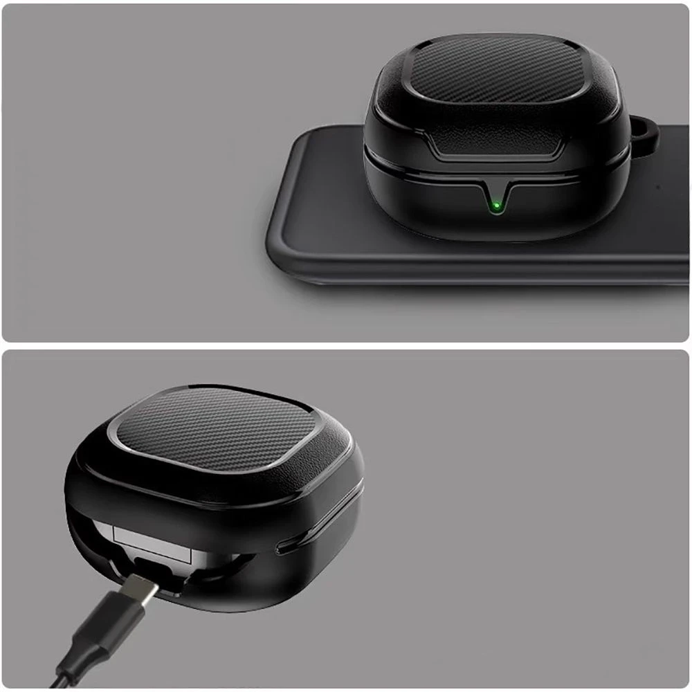 Tech-Protect Rough Carbon Samsung Galaxy Buds FE / 2 Pro / 2 / Live / Pro – dėklas ausinėms juodos spalvos