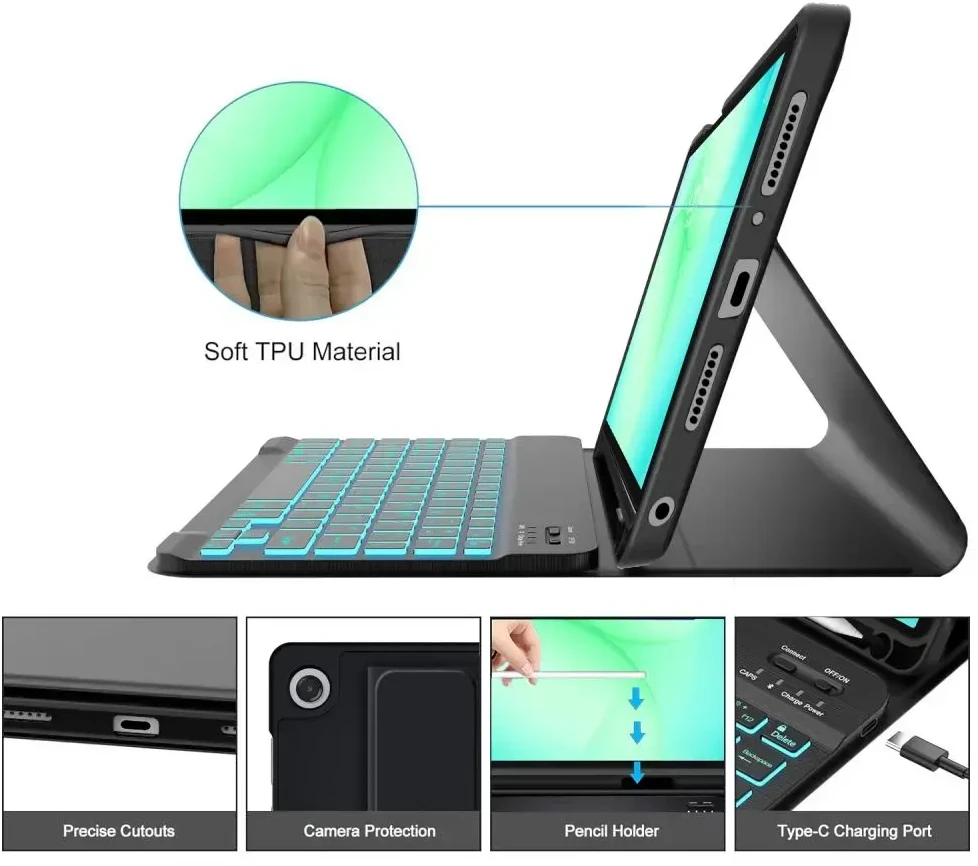 „Tech-Protect SC PEN + KB“ skirtas „Galaxy TAB A9+ / A11+ PLUS 11.0 X210 / X215 / X216 / X230 / X235 / X236“ (juodas)