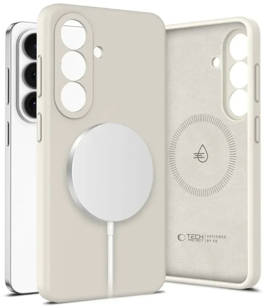 „Tech-Protect“ silikoninis „MagSafe“ dėklas „Samsung Galaxy S26+ Plus Cosmic Latte“