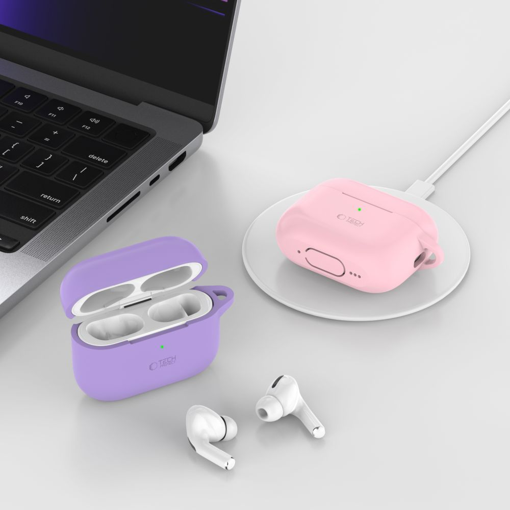 Apple AirPods Pro 1 / 2 Tech-Protect silikoninis su karabinu Olive žalias