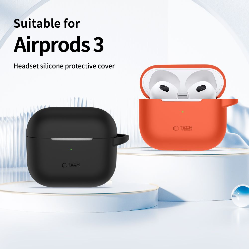 Apple AirPods 3 Tech-Protect silikoninis dėklas ausinėms juodos spalvos