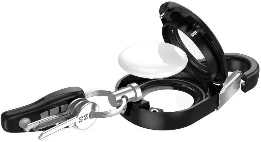 Tech-Protect Slidelock Carabiner Keychain dėklas skirtas Apple AirTag 1/2 – juodos spalvos