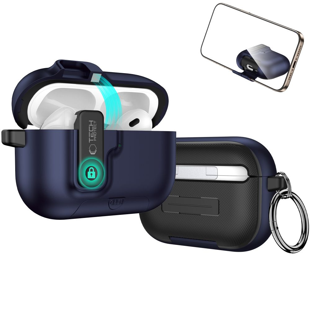„Tech-Protect Slim kablys“ dėklas, skirtas „AirPods Pro 3“ ausinėms – tamsiai mėlynas Mėlyna