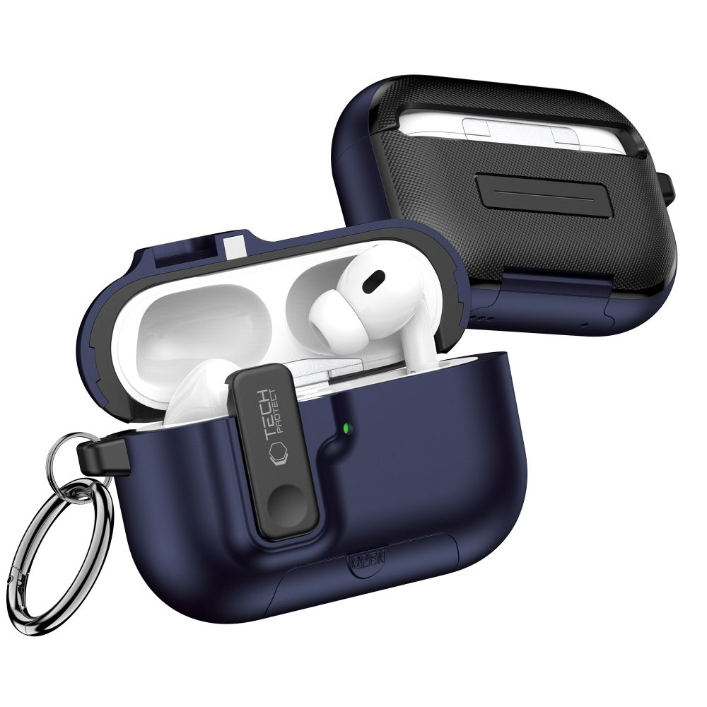 „Tech-Protect Slim kablys“ dėklas, skirtas „AirPods Pro 3“ ausinėms – tamsiai mėlynas Mėlyna
