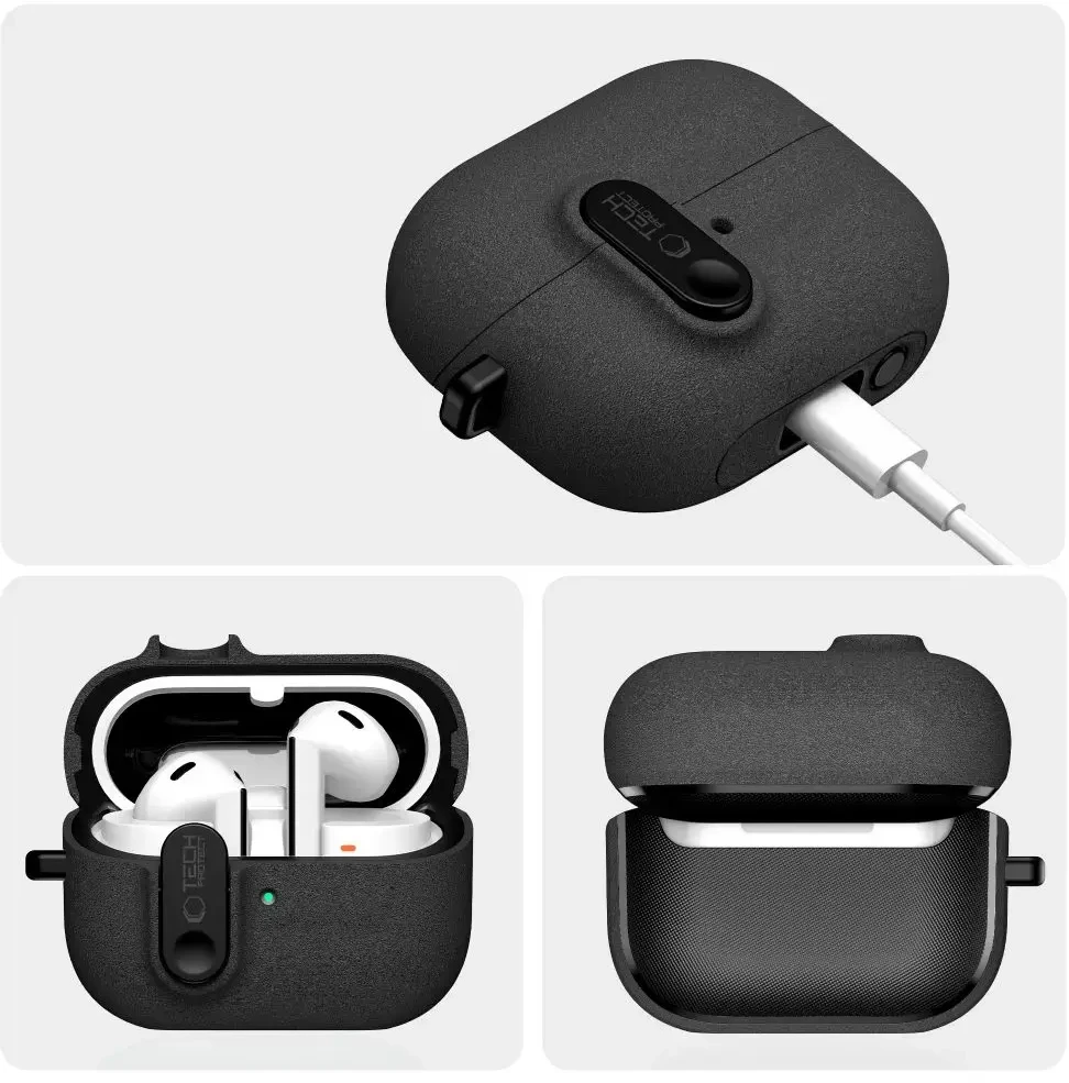 Tech-Protect Slim Hook dėklas ausinėms Samsung Galaxy Buds 3 / 3 FE / 3 Pro juodos spalvos