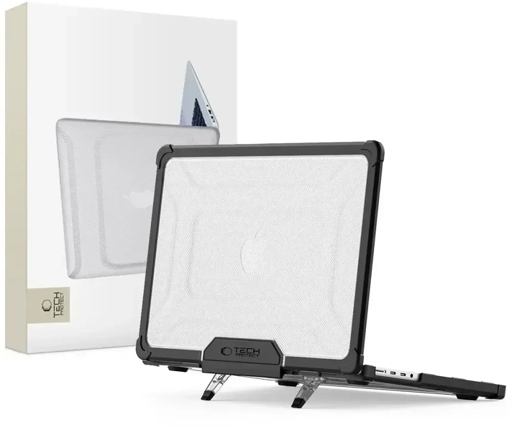 „Tech-Protect SmartShell Pro“ dėklas, skirtas „Macbook Pro 14 M1 / M2 / M3 / M4 / M5“ 2021–2025 m. – juodas ir skaidrus